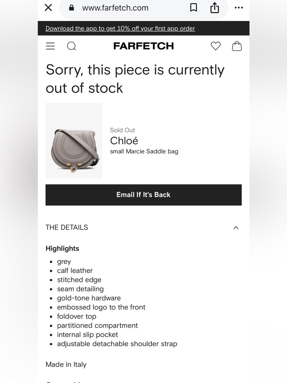 Chloe Small Marcie Saddle Bag in cashmere Gray like new - Picture 10 of 16